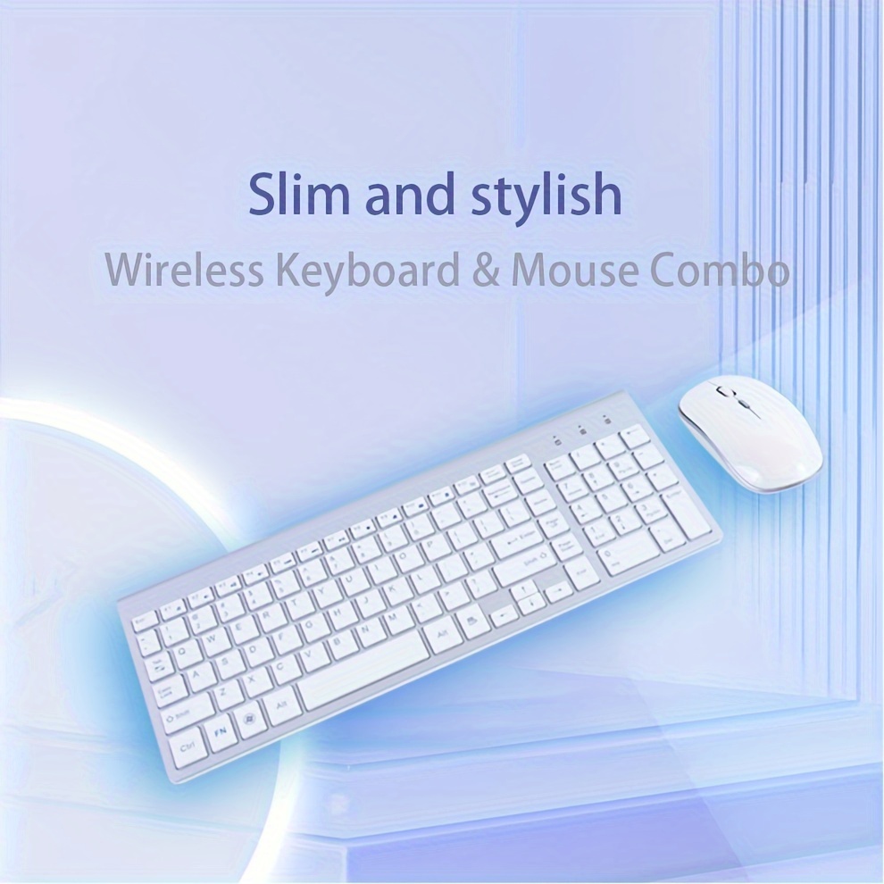 Wireless Keyboard and Mouse Set — 2.4G RF, Silent, Full-Size