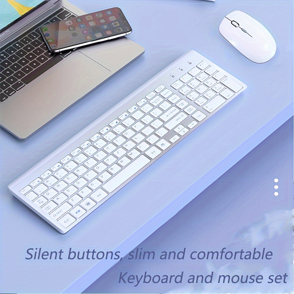 Wireless Keyboard and Mouse Set — 2.4G RF, Silent, Full-Size