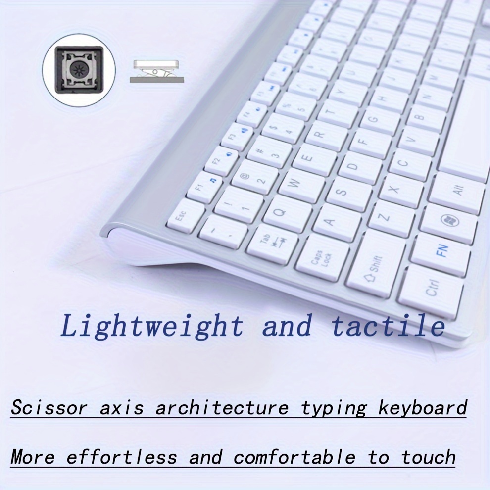 Wireless Keyboard and Mouse Set — 2.4G RF, Silent, Full-Size
