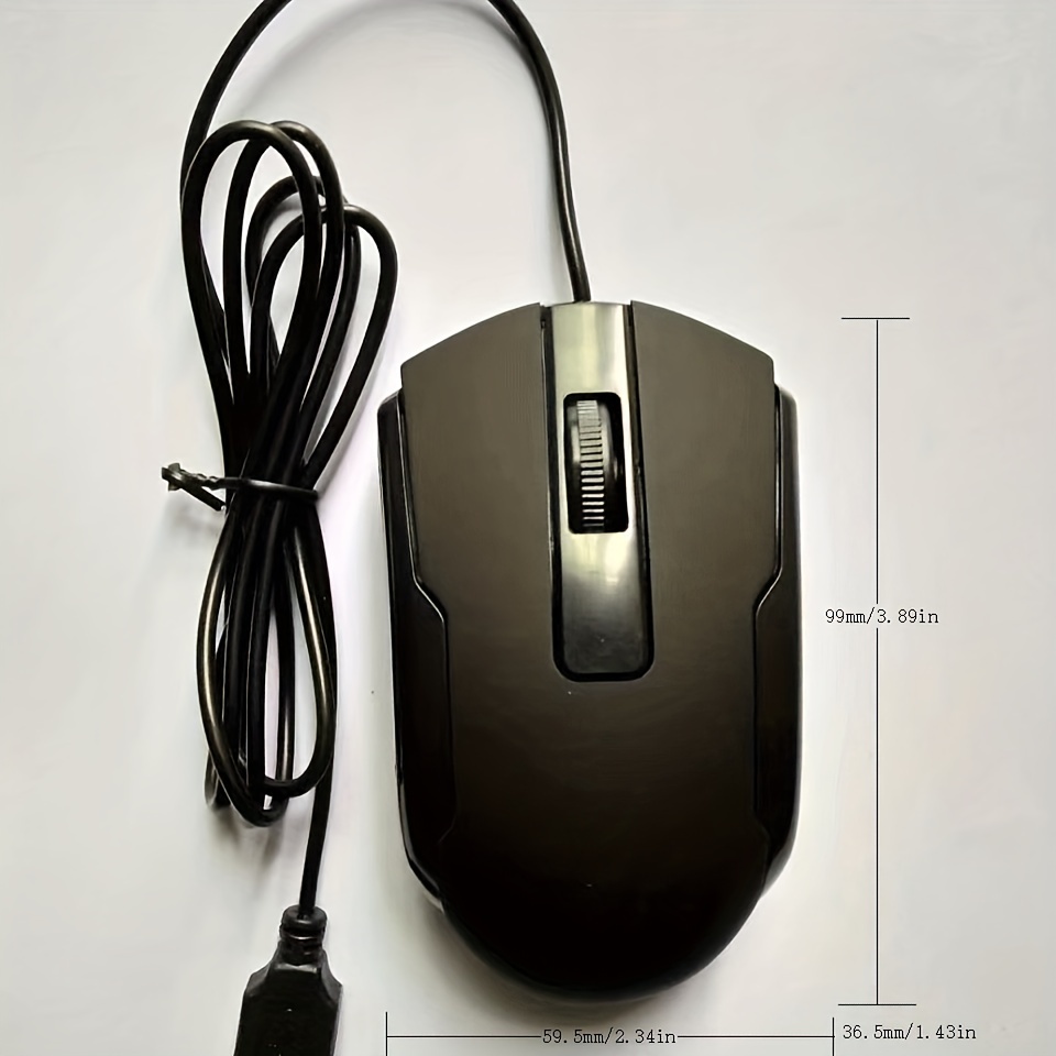 USB Optical Wired Mouse — Ambidextrous, Plug-and-Play