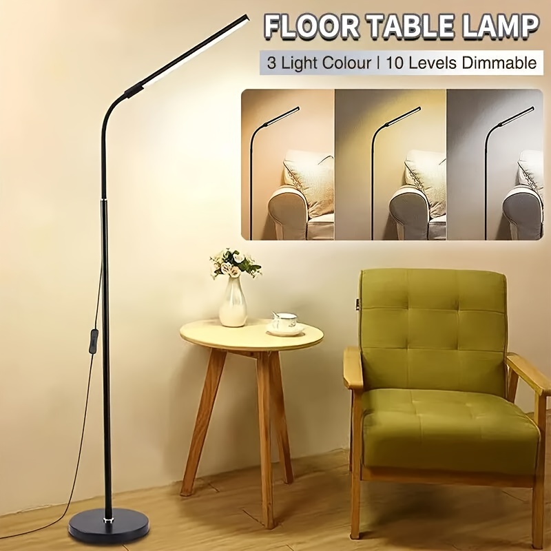 Adjustable Gooseneck LED Floor Lamp — 3 Color Temperatures, 10 Brightness Levels