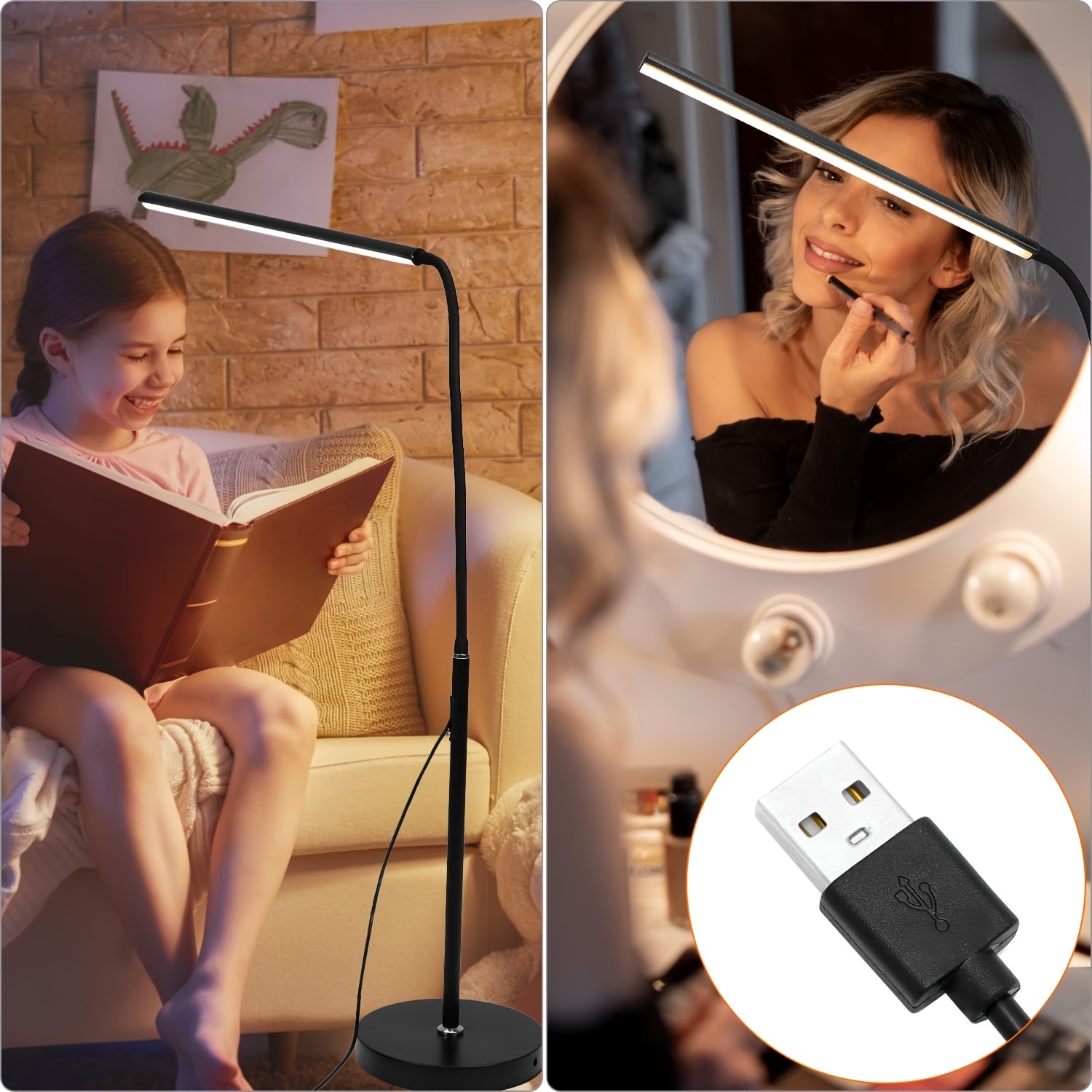Adjustable Gooseneck LED Floor Lamp — 3 Color Temperatures, 10 Brightness Levels