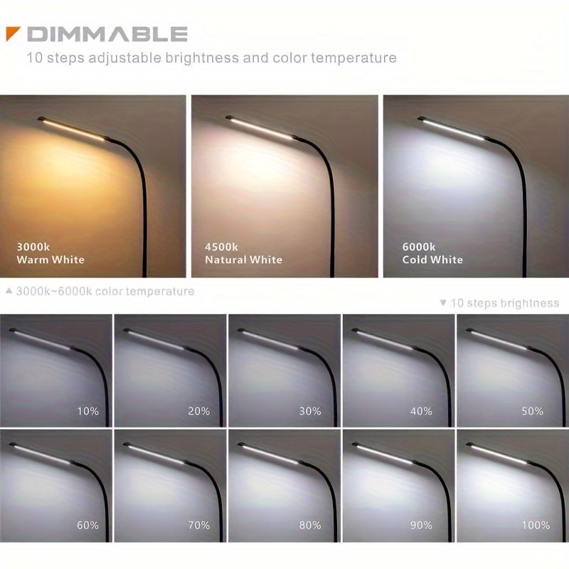 Adjustable Gooseneck LED Floor Lamp — 3 Color Temperatures, 10 Brightness Levels