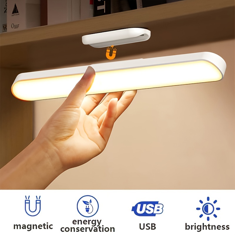 LED Magnetic Reading Lamp — Tri-Color Adjustable, USB-C Rechargeable, No-Drill Portable Desk Lamp