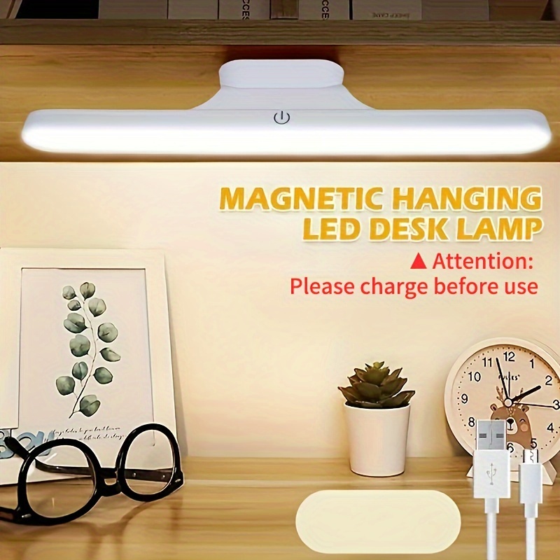 LED Magnetic Reading Lamp — Tri-Color Adjustable, Portable, No-Drill Mount, USB-C Rechargeable, for Desks, Wardrobes, Dorms — Front View