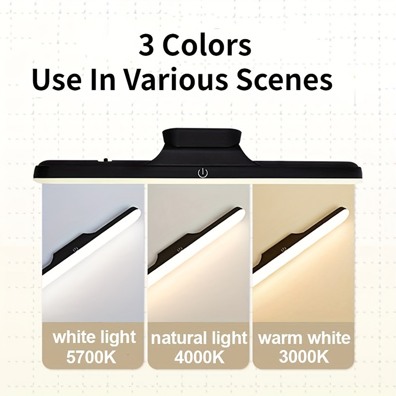 LED Magnetic Reading Lamp — Tri-Color Adjustable, USB-C Rechargeable, No-Drill Portable Desk Lamp