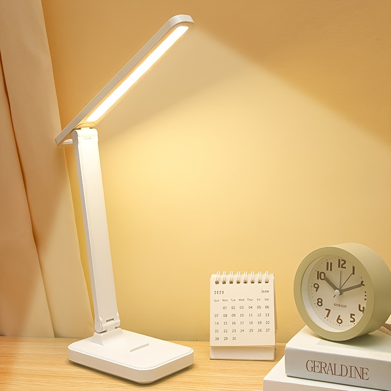 Flicker-Free LED Desk Lamp — 3 Color Temperature Modes, Touch Control, USB Rechargeable