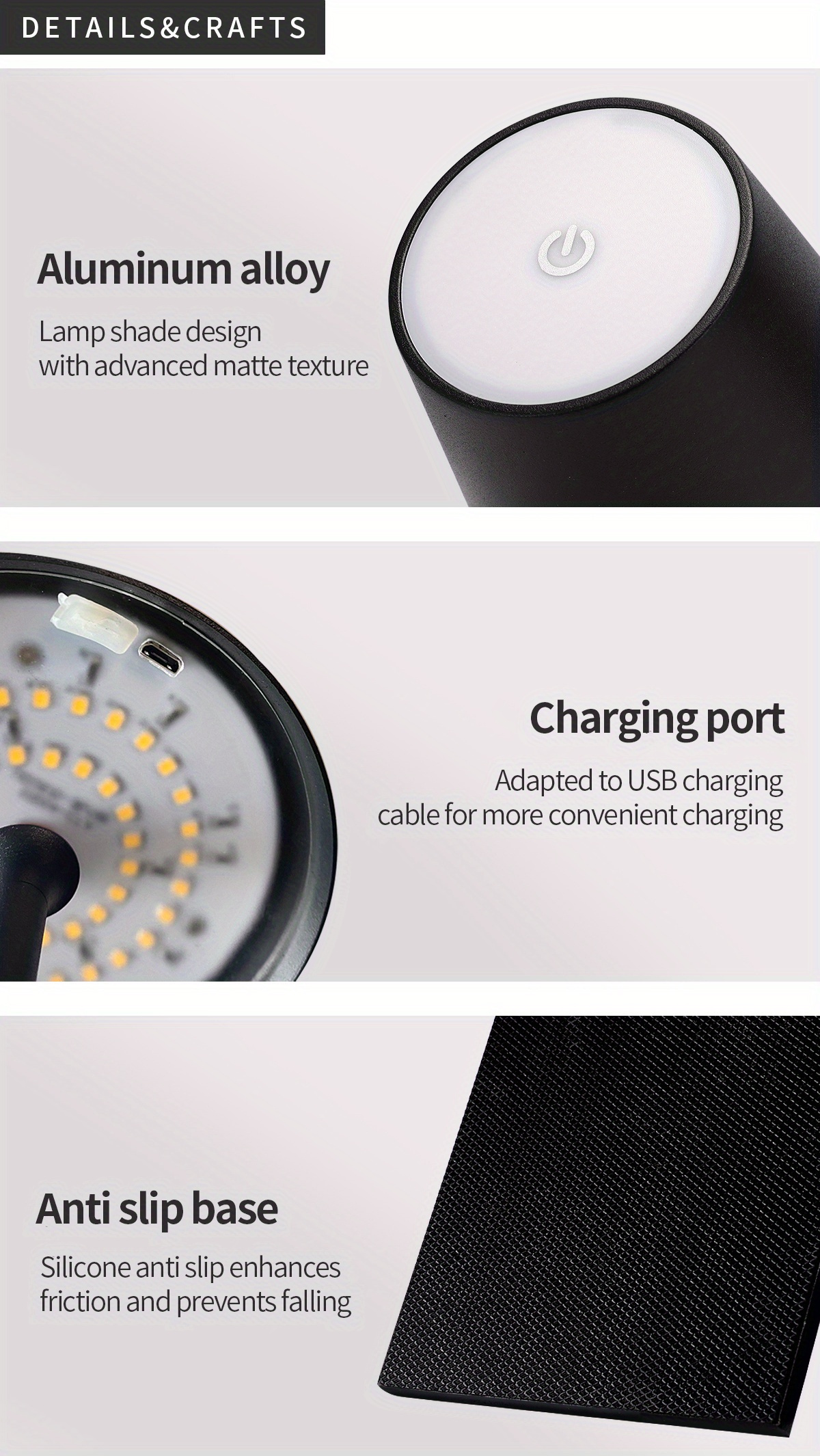 Wireless LED Desk Lamp — Touch Control, 3-Color Temperature, USB Rechargeable