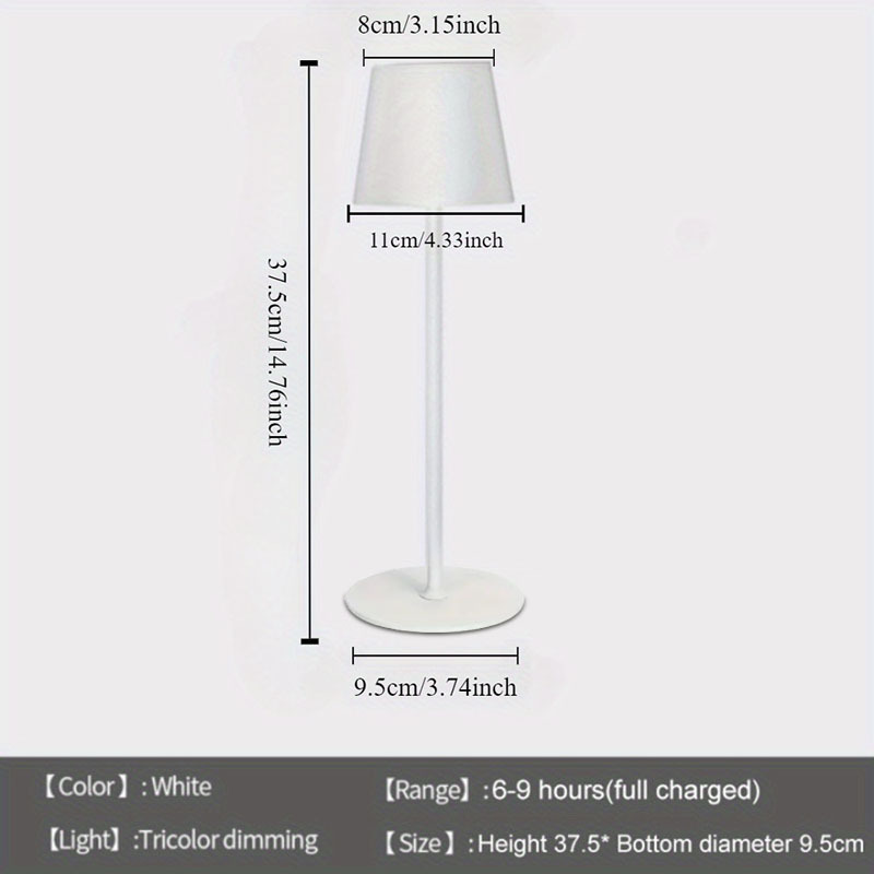 Wireless LED Desk Lamp — Touch Control, 3-Color Temperature, USB Rechargeable