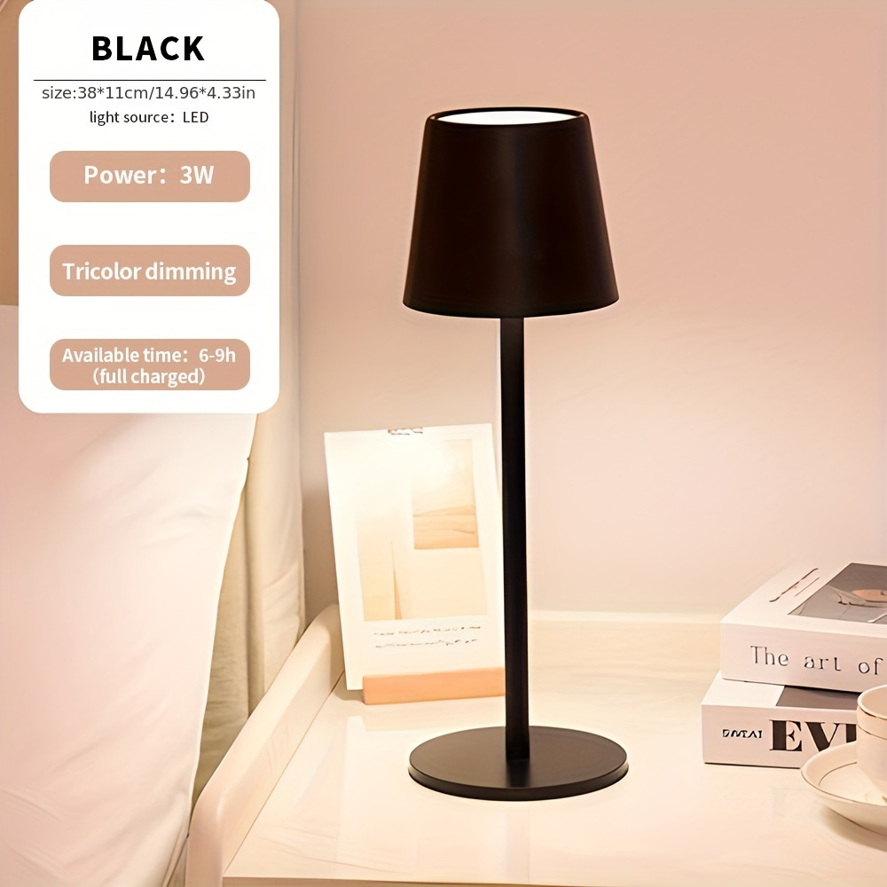 Wireless LED Desk Lamp — Touch Control, 3-Color Temperature, USB Rechargeable
