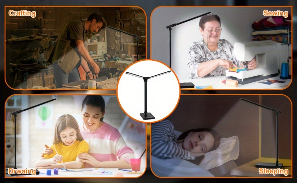 Adjustable Foldable LED Desk Lamp — Dual-Arm Design, 4000K Neutral White Light