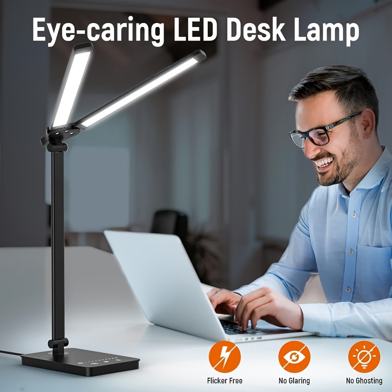 Adjustable Foldable LED Desk Lamp — Dual-Arm Design, 4000K Neutral White Light