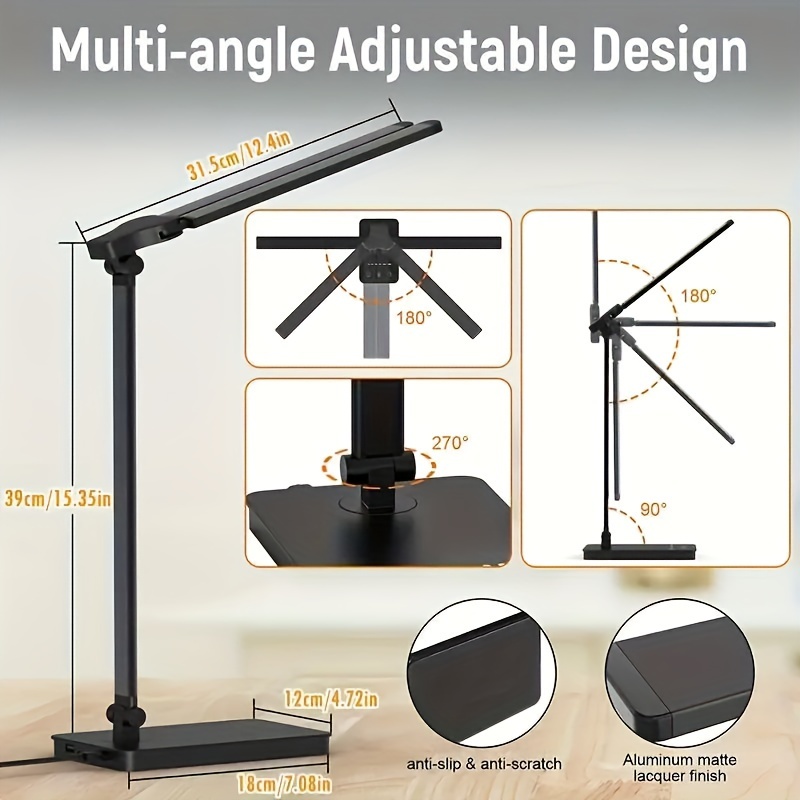 Adjustable Foldable LED Desk Lamp — Dual-Arm Design, 4000K Neutral White Light