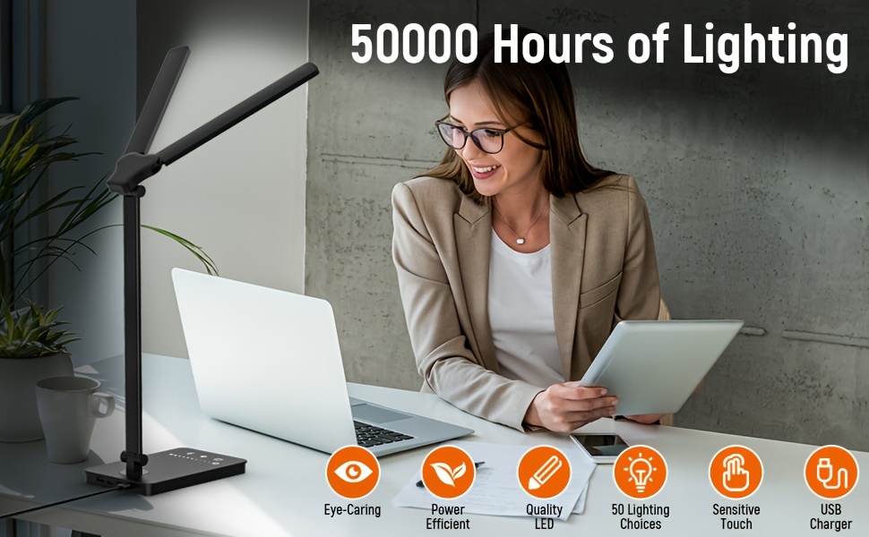 Adjustable Foldable LED Desk Lamp — Dual-Arm Design, 4000K Neutral White Light