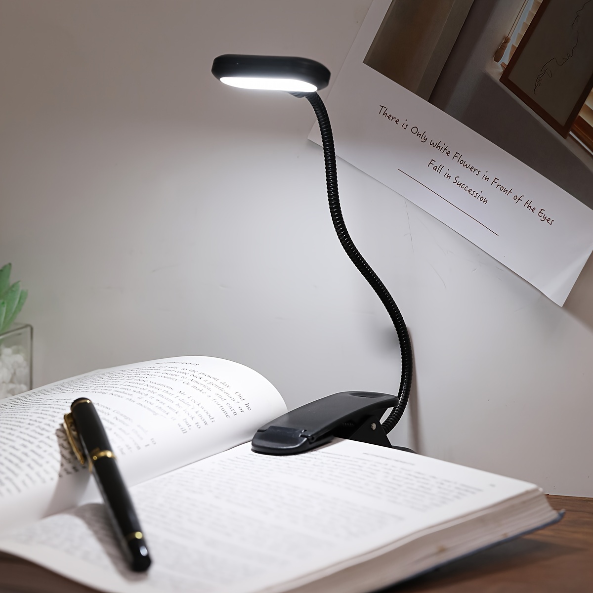 Flexible Clamp-On Book Light — USB-Rechargeable LED Reading Lamp