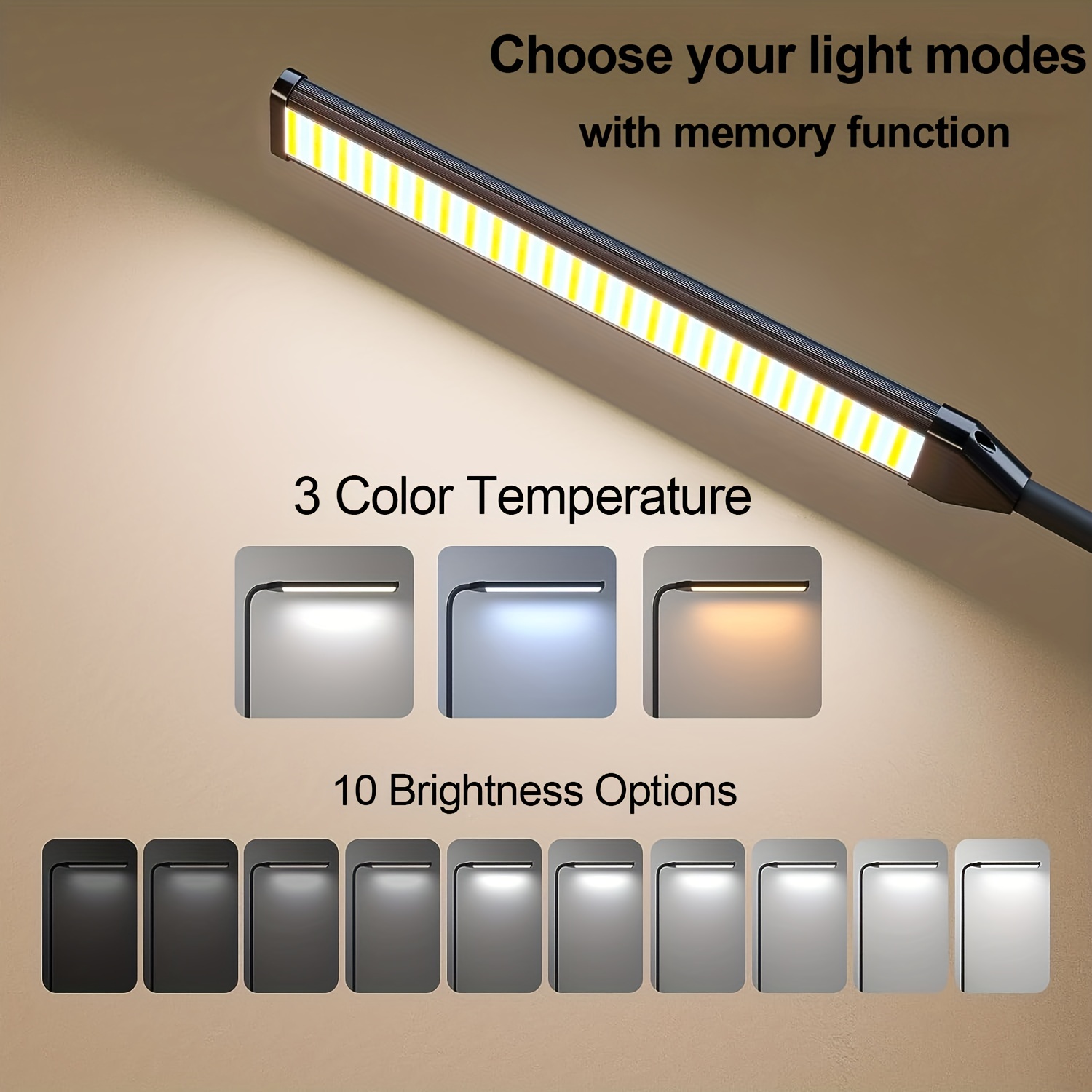 1pc desk lamp clampable led desk lamp with usb plug 40cm 70cm height 3 colours 10 brightnesses desk lamp dimmable eye protection for office study and tailoring details 1