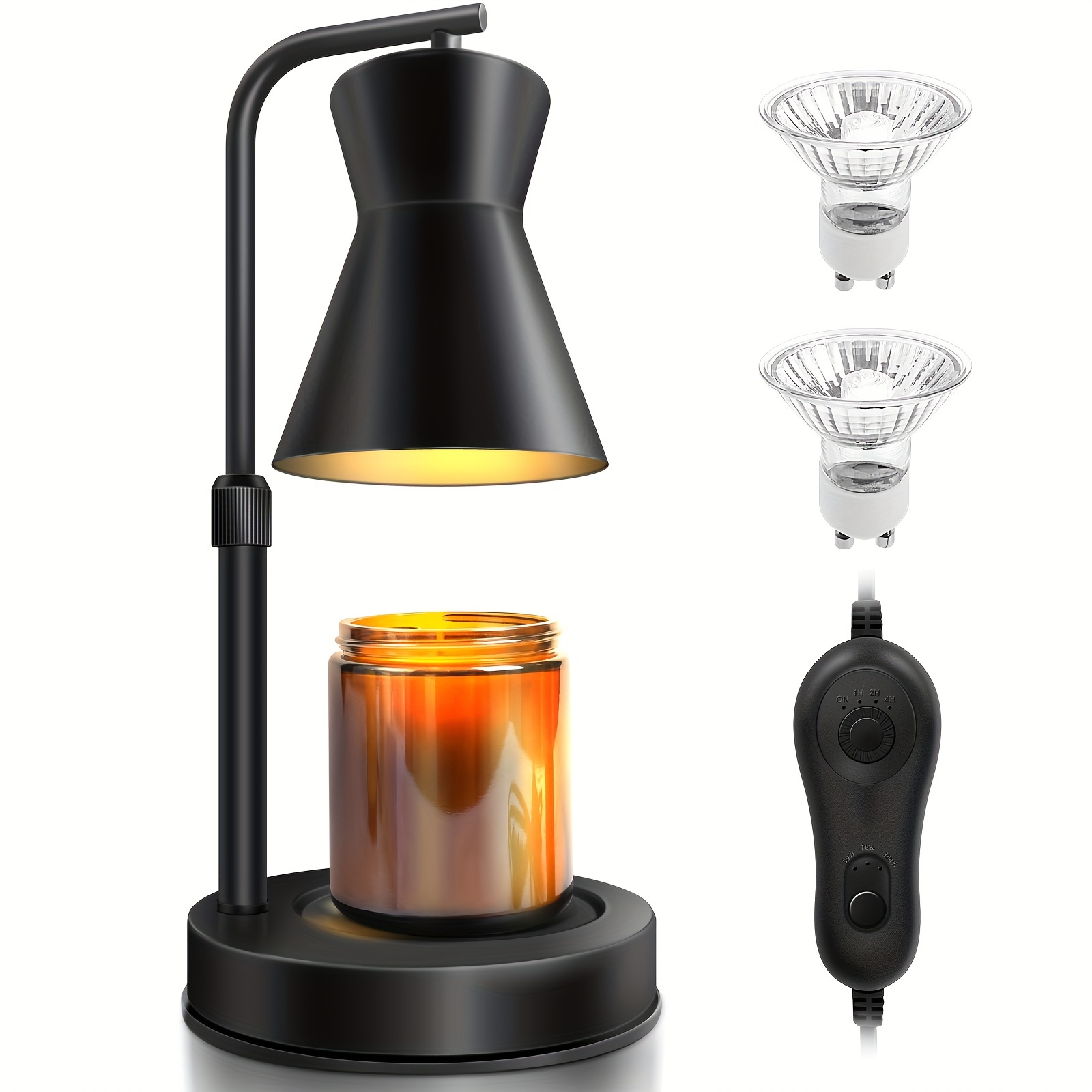 Modern Dimmable Candle Warmer Lamp — Black, Height-Adjustable