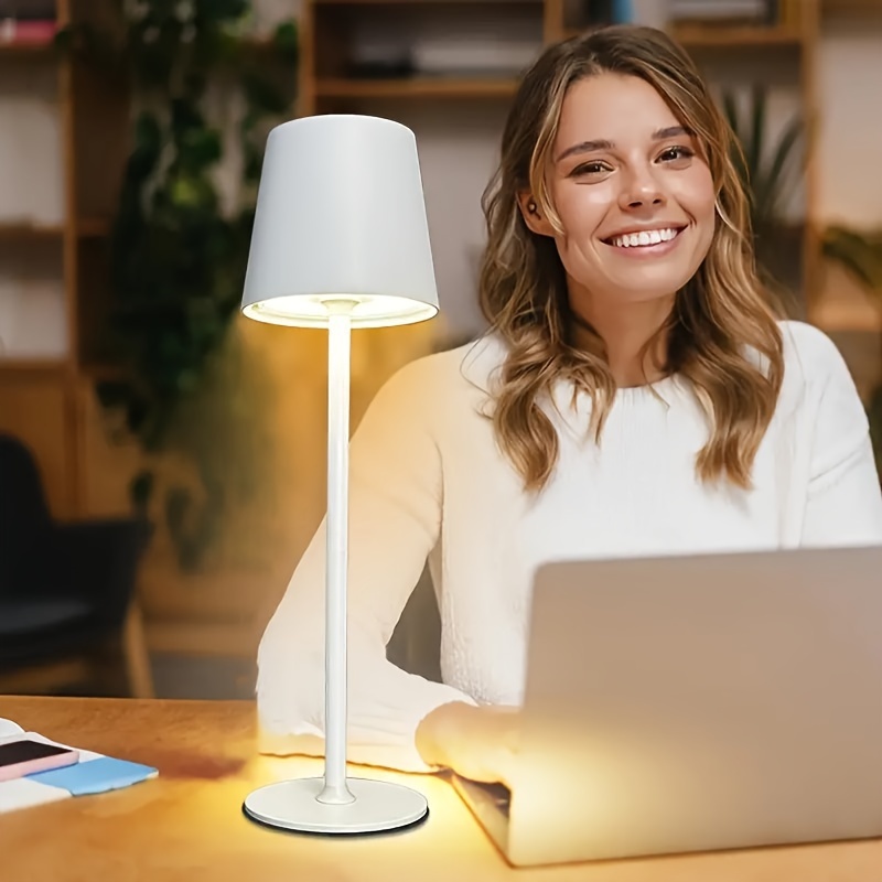 Adjustable Metal Desk Lamp — Touch Control, USB Charging Port & Built-in Rechargeable Battery