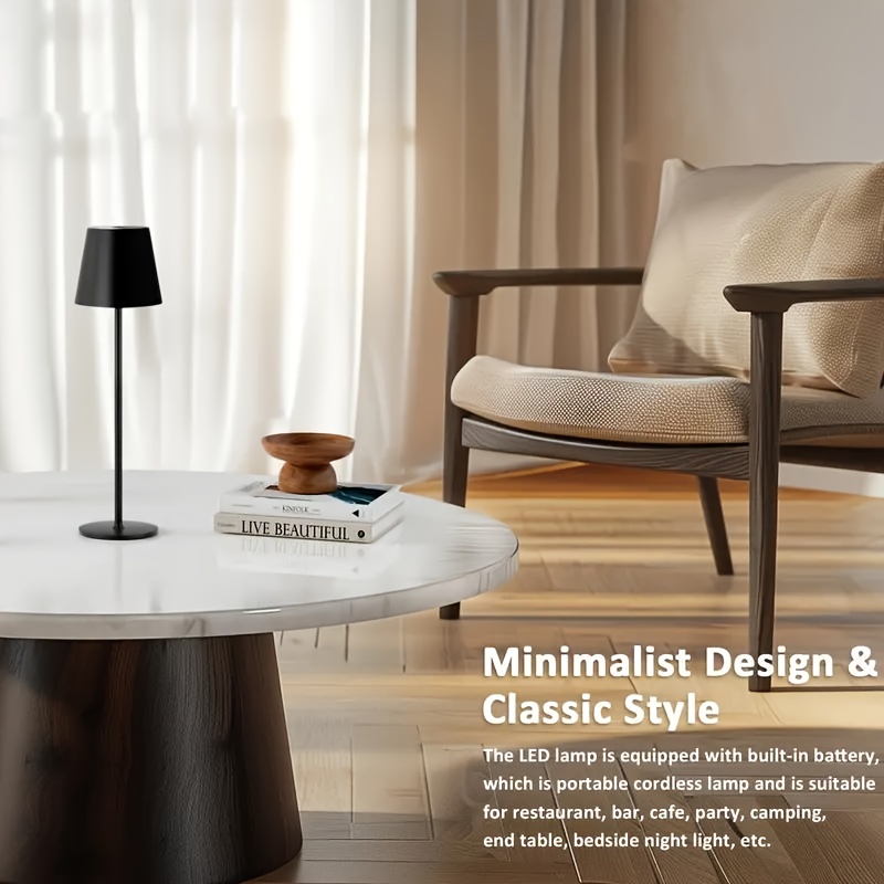 Adjustable Metal Desk Lamp — Touch Control, USB Charging Port & Built-in Rechargeable Battery