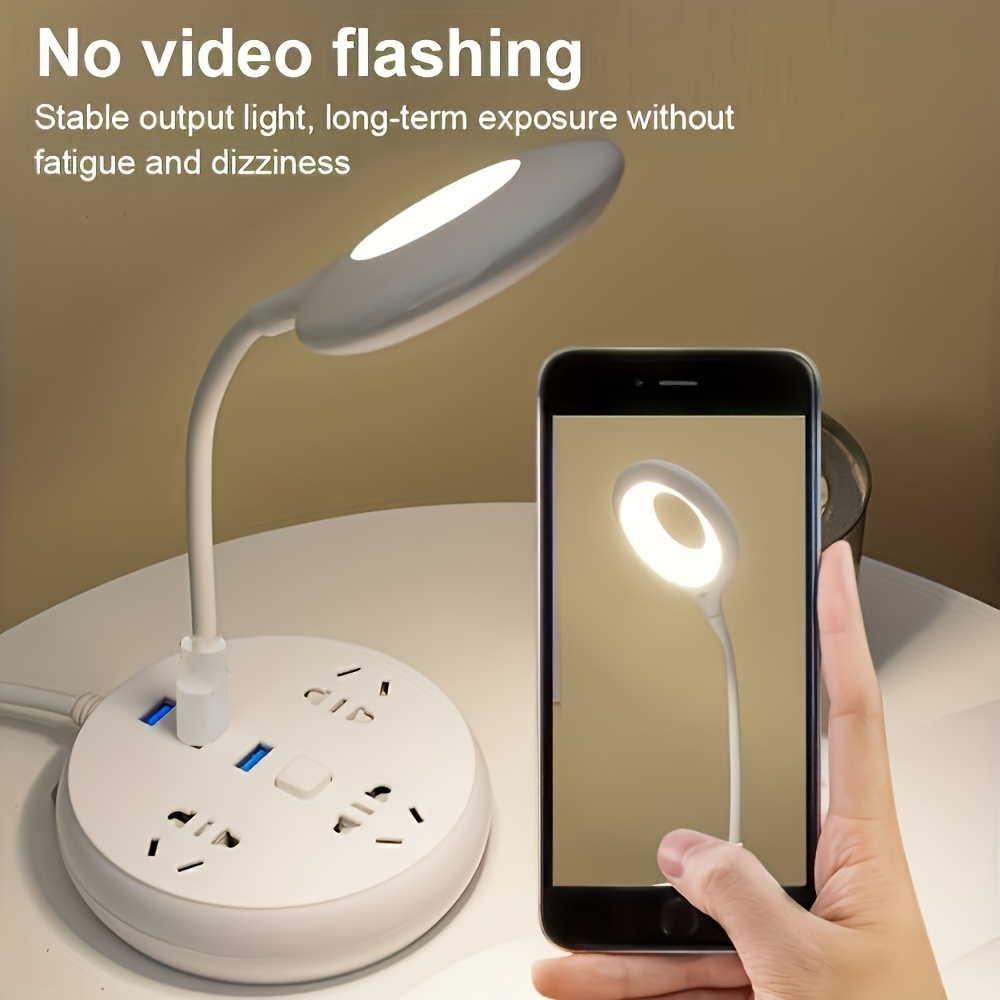 USB-Foldable LED Desk Lamp with Flicker-Free Ring Light