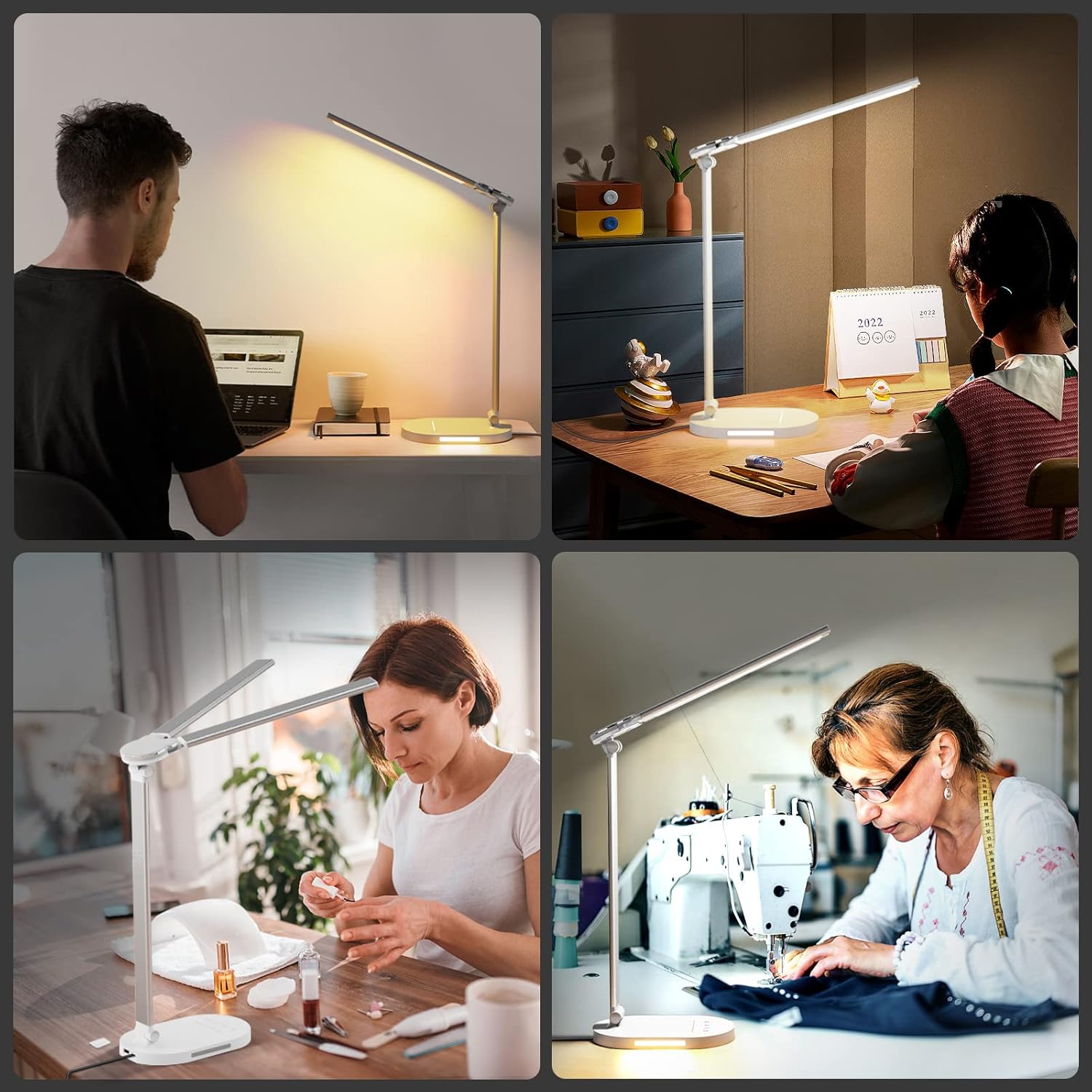 Dual-Arm Desk Lamp — USB Charging, 5 Color Temperature Modes