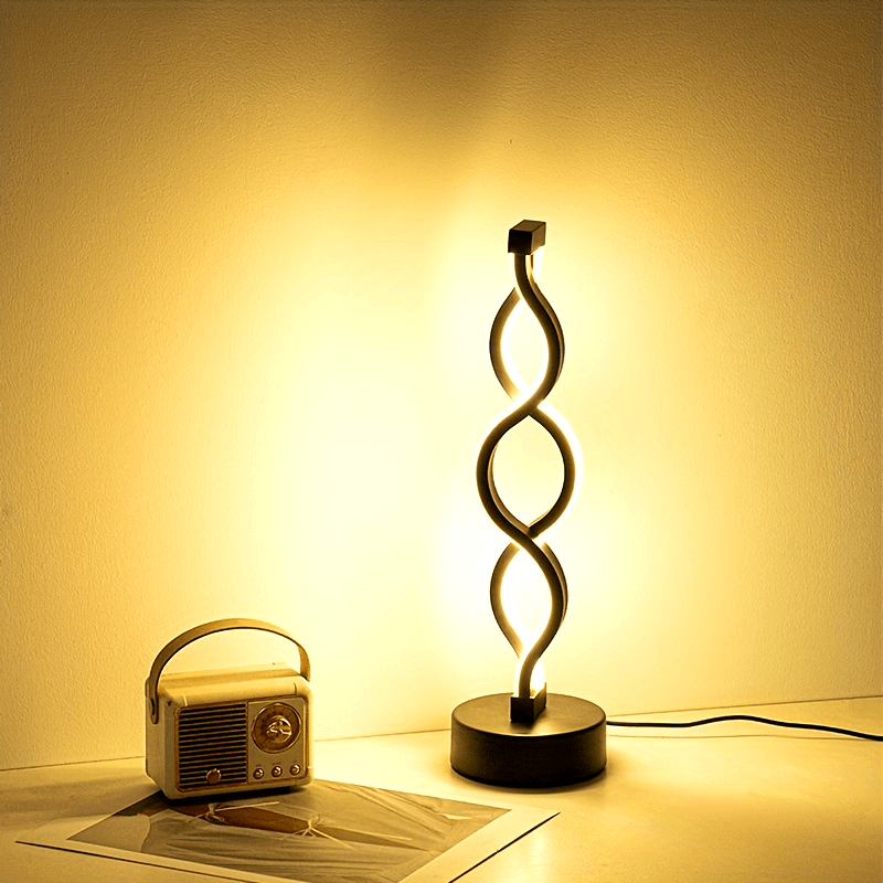 Algae-Inspired Spiral USB Desk Lamp — Matte Metal LED Accent Light