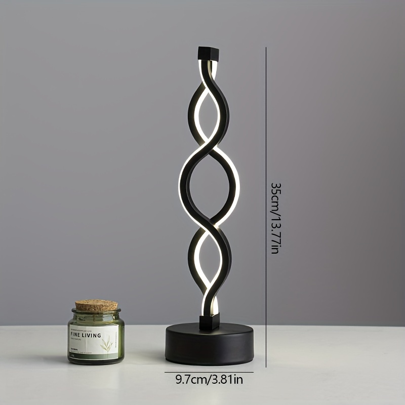USB spiral desk lamp, matte shade, bedside decor, modern ambient light, living room & dining room night scene decor, showroom lighting, detail view 6
