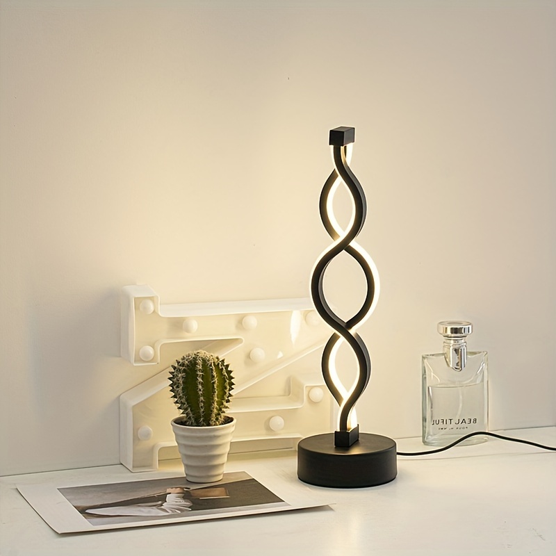Algae-Inspired Spiral USB Desk Lamp — Matte Metal LED Accent Light