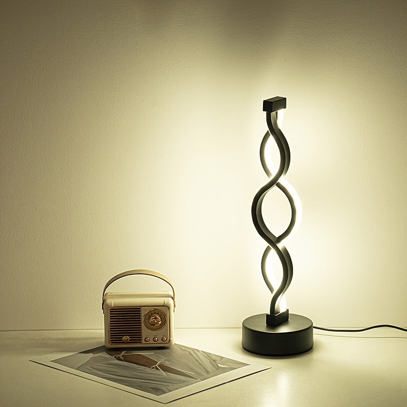 Algae-Inspired Spiral USB Desk Lamp — Matte Metal LED Accent Light