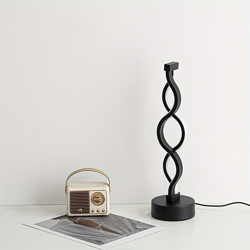Algae-Inspired Spiral USB Desk Lamp — Matte Metal LED Accent Light