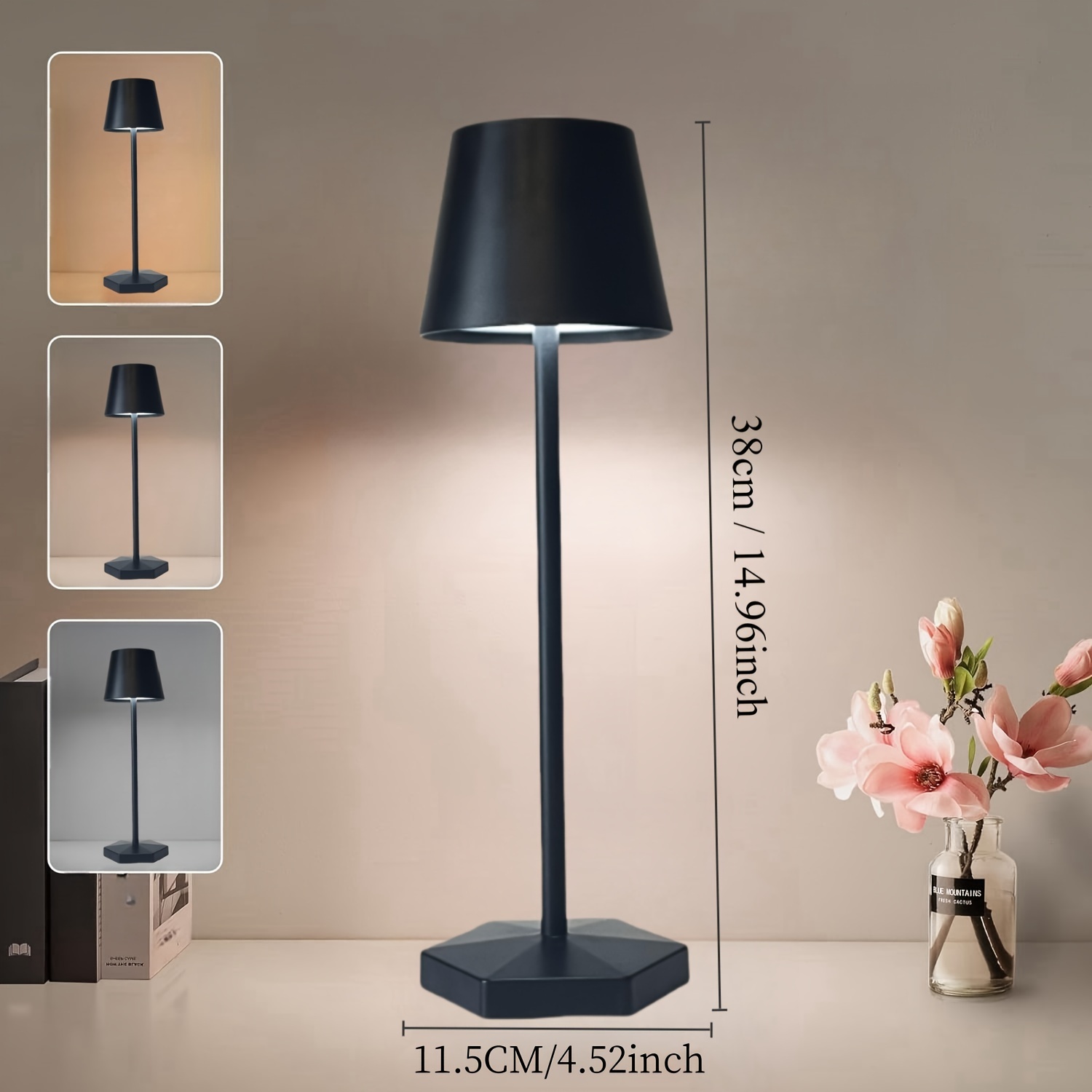 Round USB-Rechargeable LED Desk Lamp — Touch Control, 3-Color Temperature Adjustment