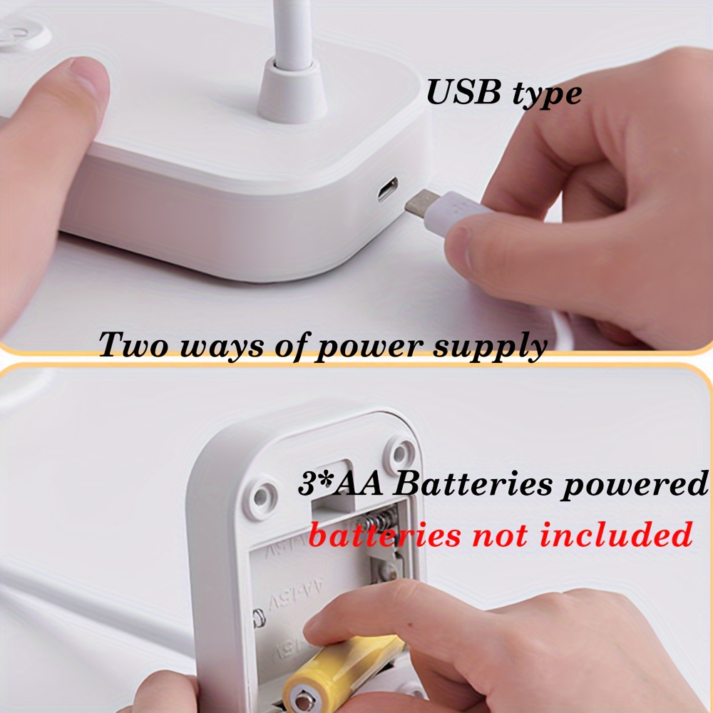 Compact White LED Desk Lamp — USB-Powered, Eye-Care Design