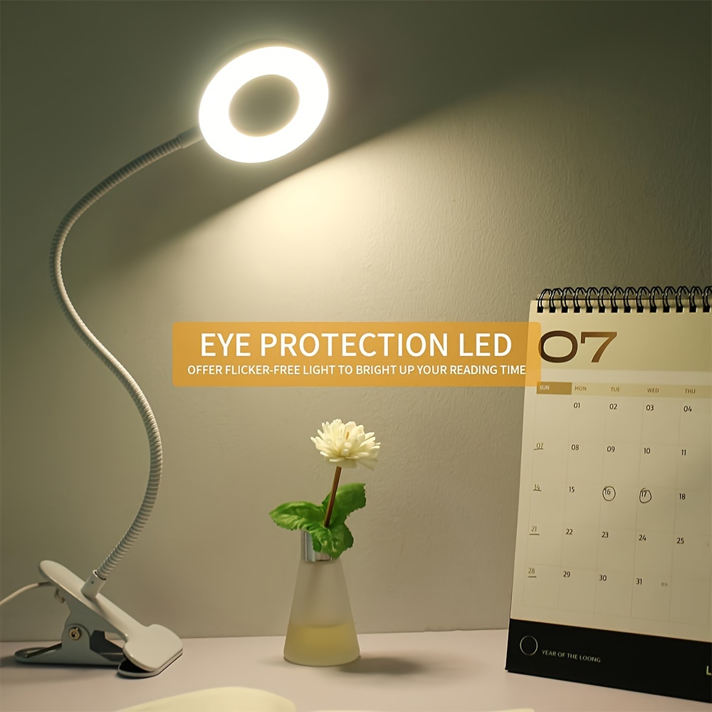 Adjustable Metal Gooseneck LED Desk Lamp — 23 SMD 2835 LEDs, 3 Color Temperatures (3000K/4500K/6000K), 10-Level Dimming & Built-in USB Charging Port