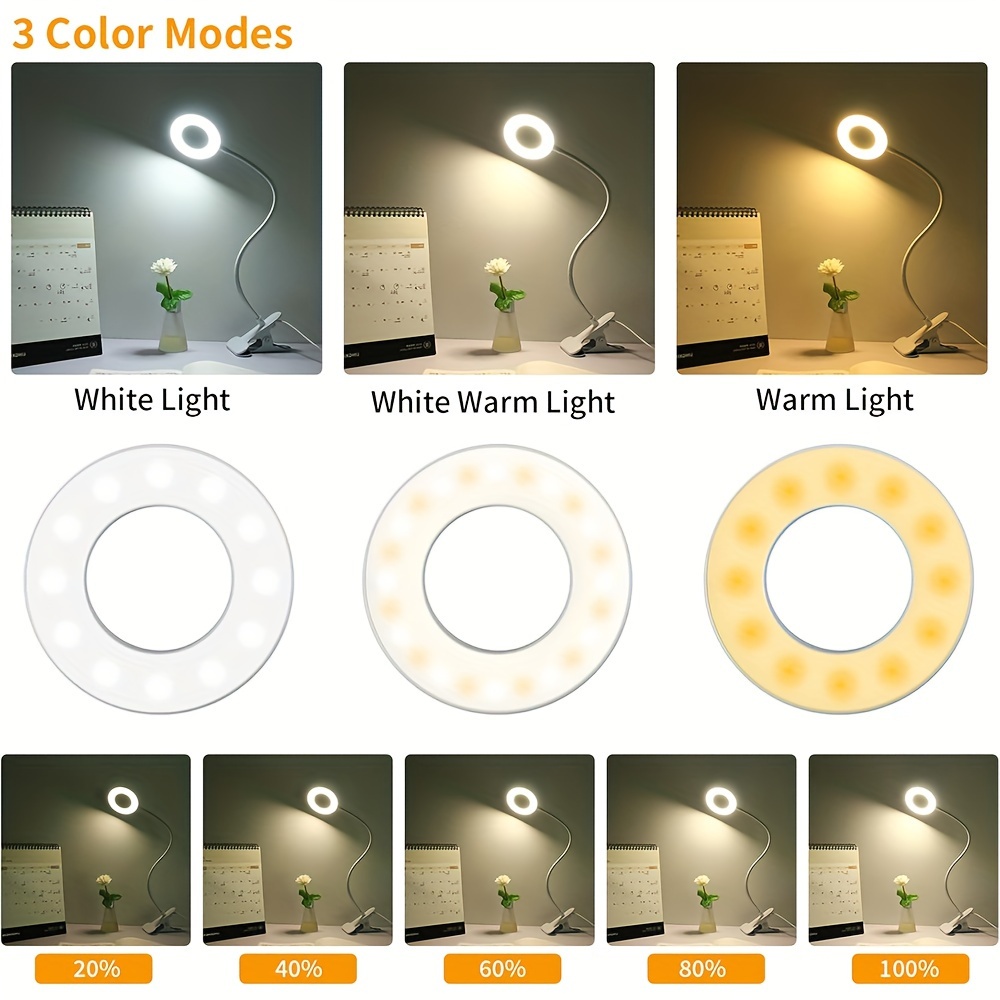 Adjustable Metal Gooseneck LED Desk Lamp — 23 SMD 2835 LEDs, 3 Color Temperatures (3000K/4500K/6000K), 10-Level Dimming & Built-in USB Charging Port