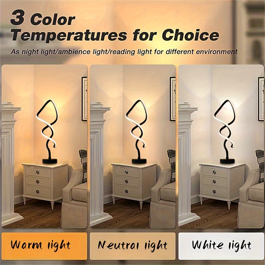 USB adjustable-color-temperature cane-style desk lamp — bedroom setup