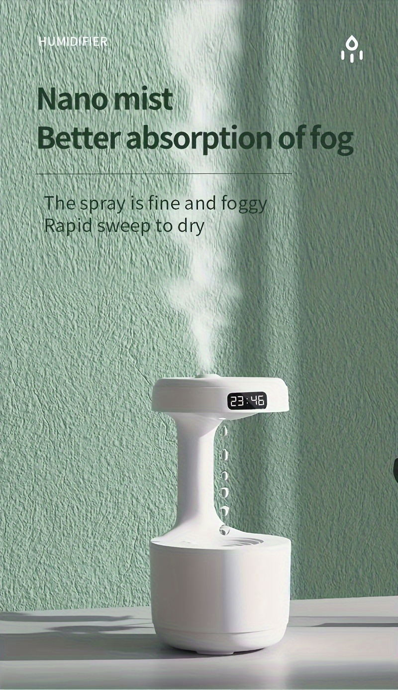 Close-up of LED interface and control buttons on one 27 oz droplet-flow humidifier