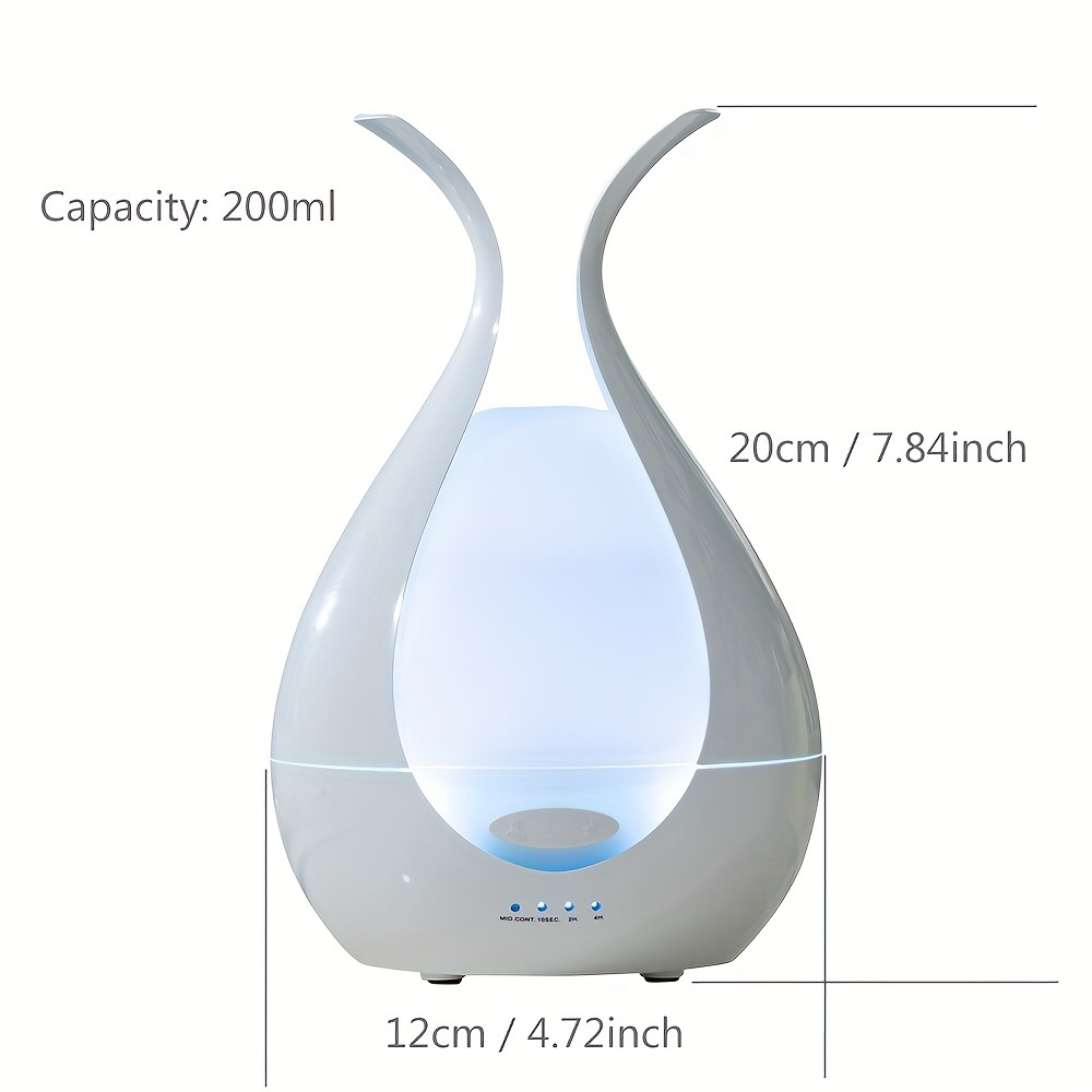 200ml Ultrasonic Aromatherapy Humidifier with 7-Color LED Night Light