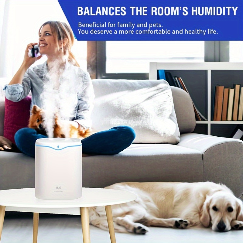 2L USB Portable Ultrasonic Humidifier — Dual Mist Mode, Ultra-Quiet Design, Aromatherapy & 7-Color LED Night Light