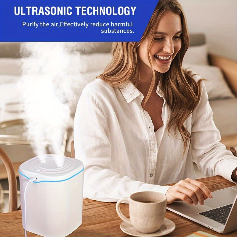 2L USB Portable Ultrasonic Humidifier — Dual Mist Mode, Ultra-Quiet Design, Aromatherapy & 7-Color LED Night Light