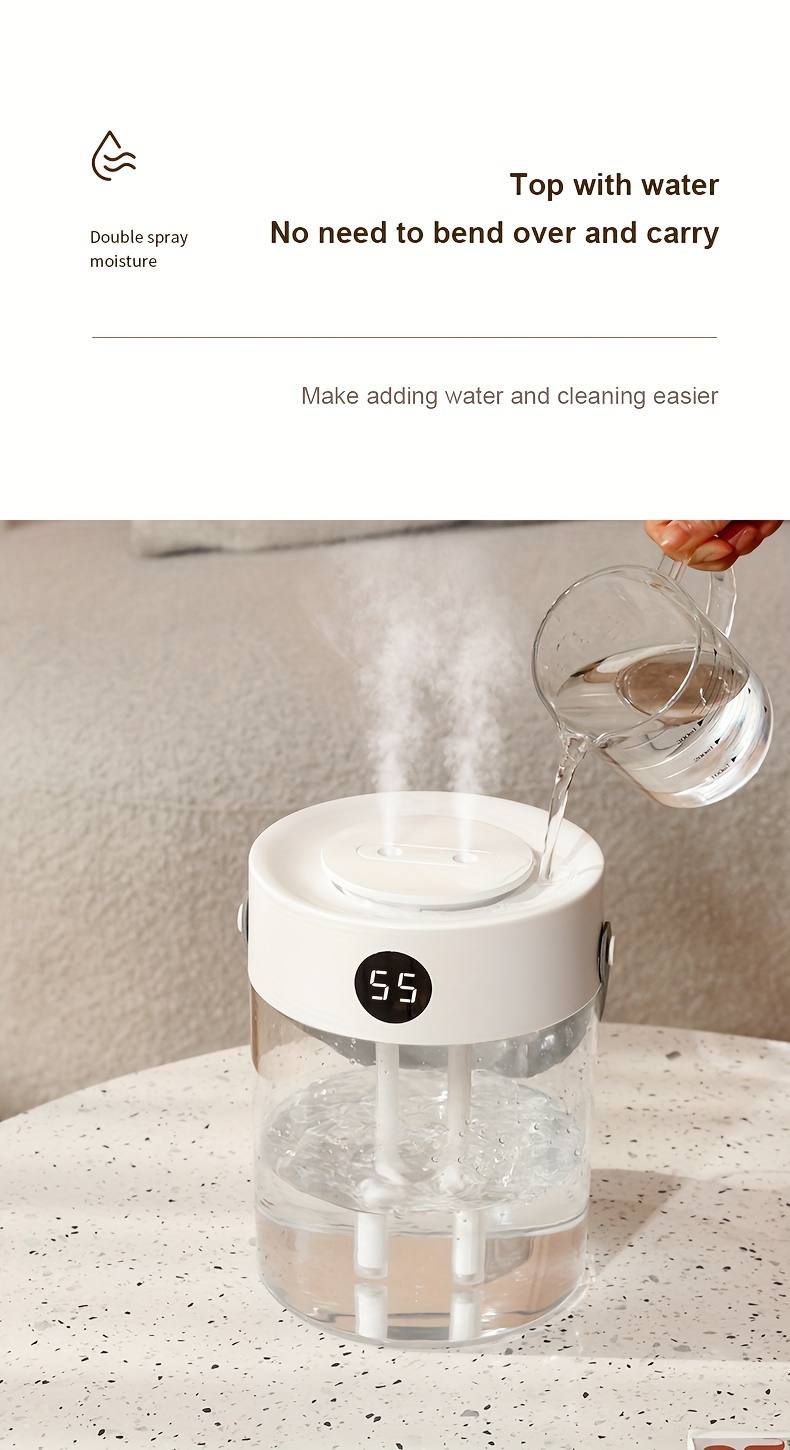 Extra-Large-Capacity Silent USB Humidifier — Dual Mist Nozzles