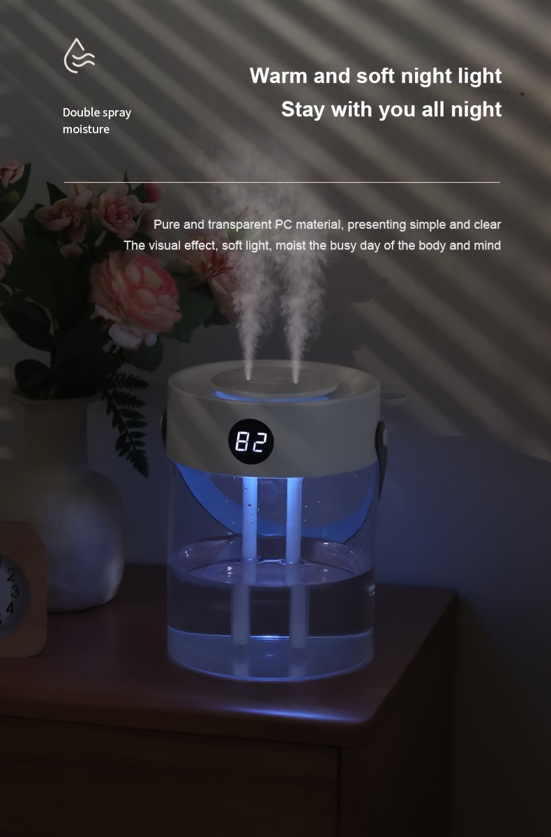 Extra-Large-Capacity Silent USB Humidifier — Dual Mist Nozzles