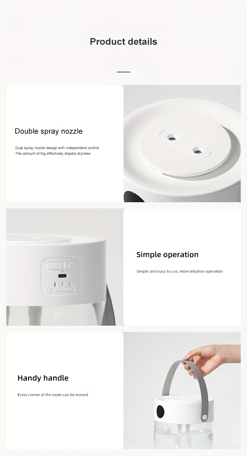 Extra-Large-Capacity Silent USB Humidifier — Dual Mist Nozzles
