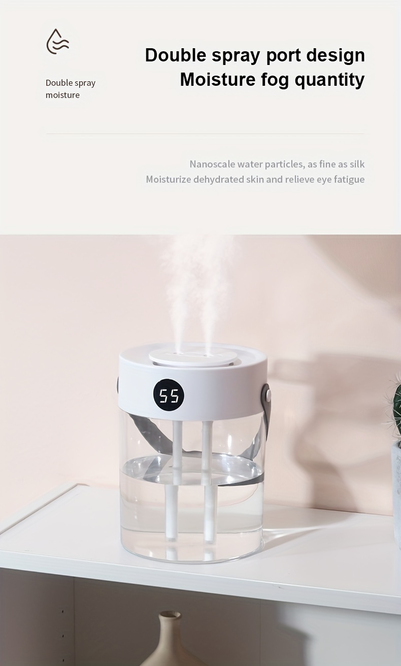 Extra-Large-Capacity Silent USB Humidifier — Dual Mist Nozzles