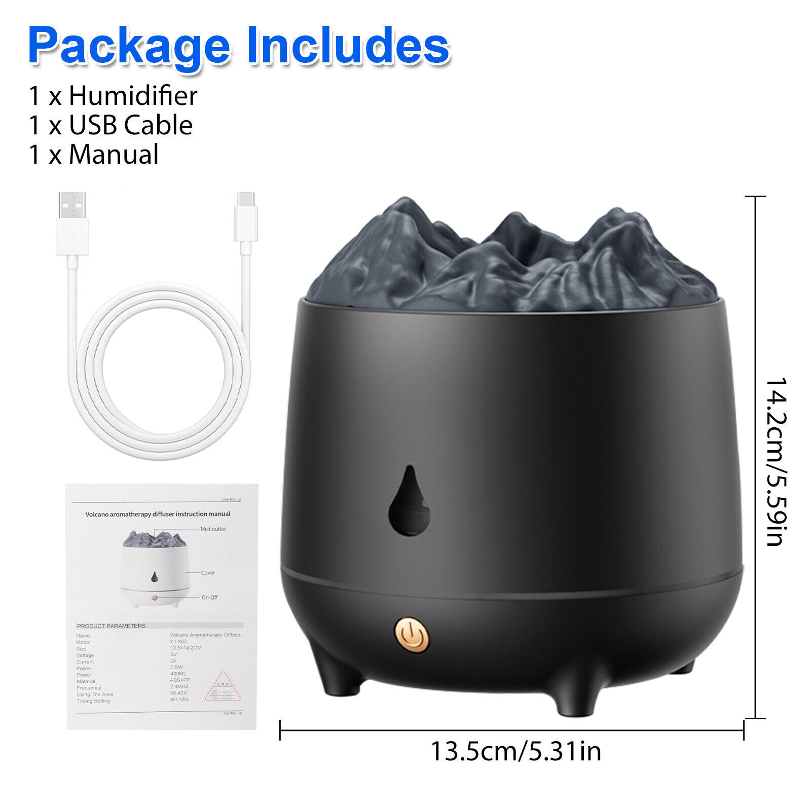 400ml Ultrasonic Humidifier & Essential Oil Diffuser