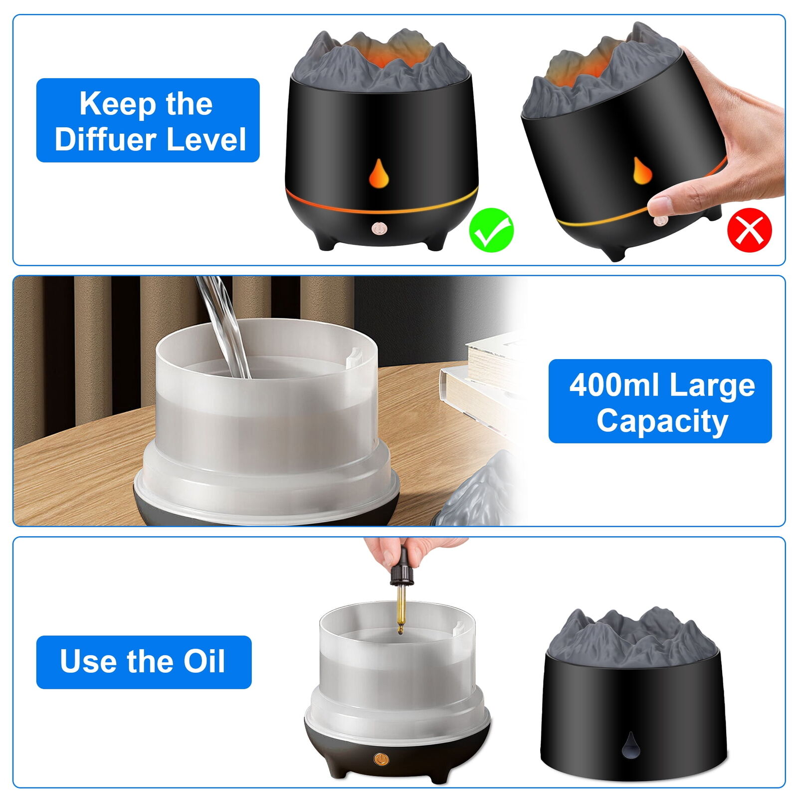 400ml Ultrasonic Humidifier & Essential Oil Diffuser