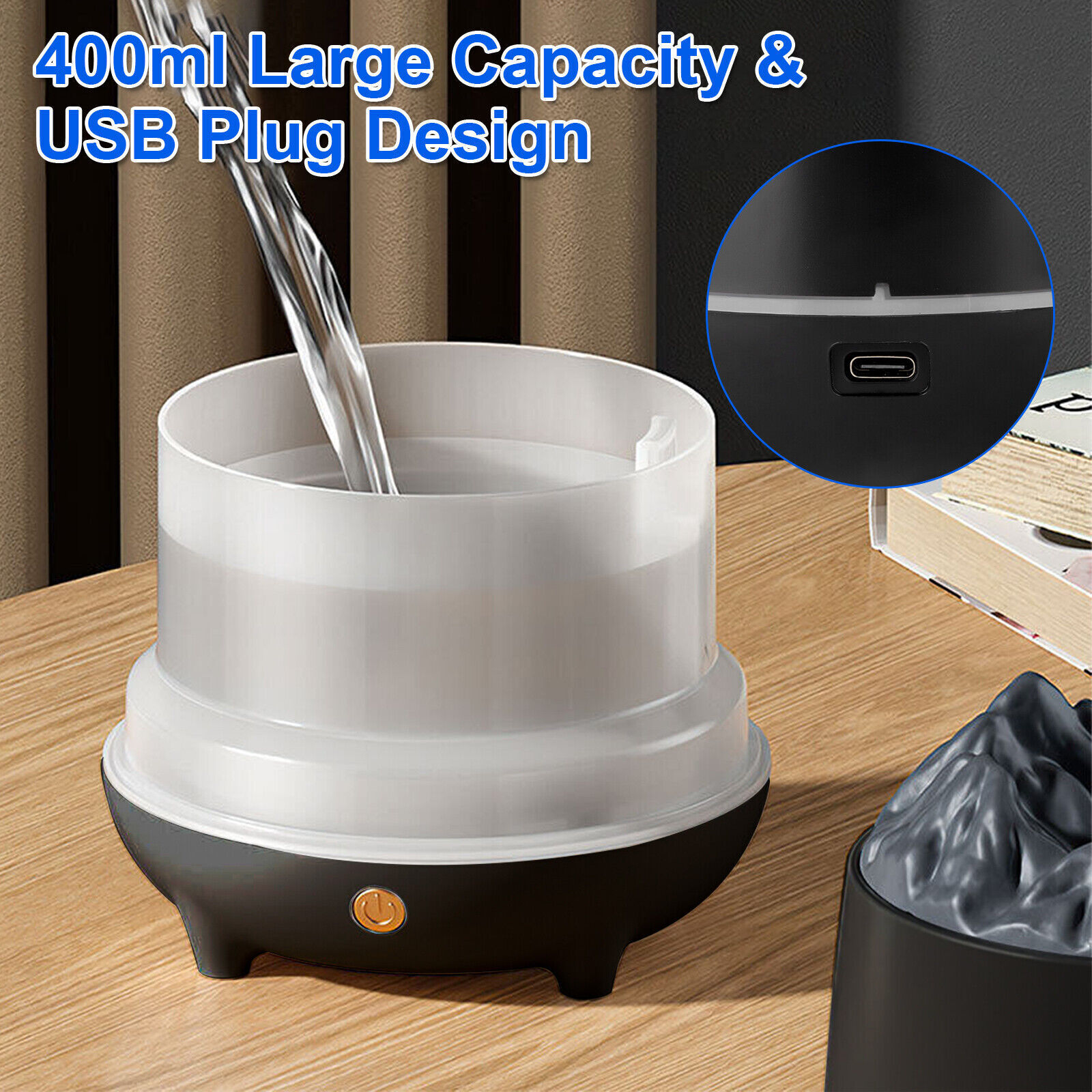 400ml Ultrasonic Humidifier & Essential Oil Diffuser