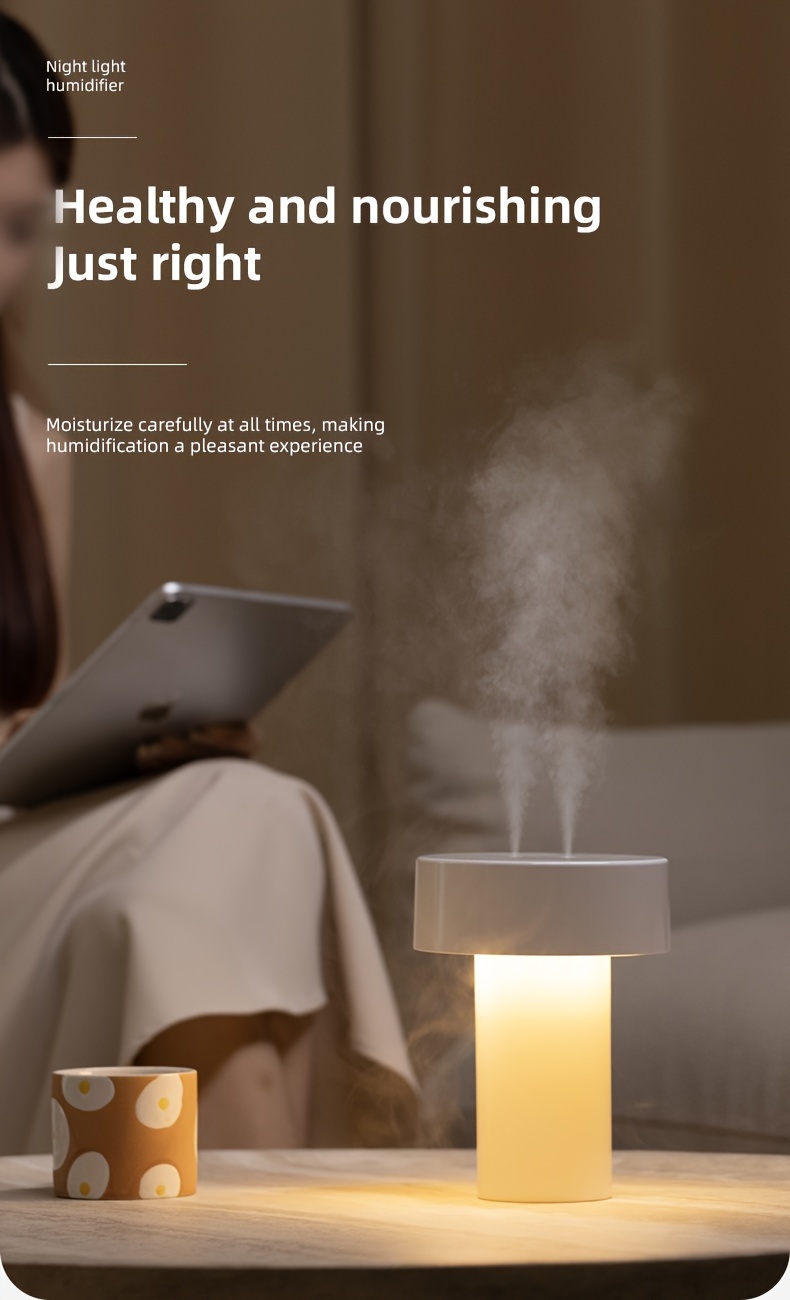 Whisper-Silent USB Humidifier with Adjustable Night Light