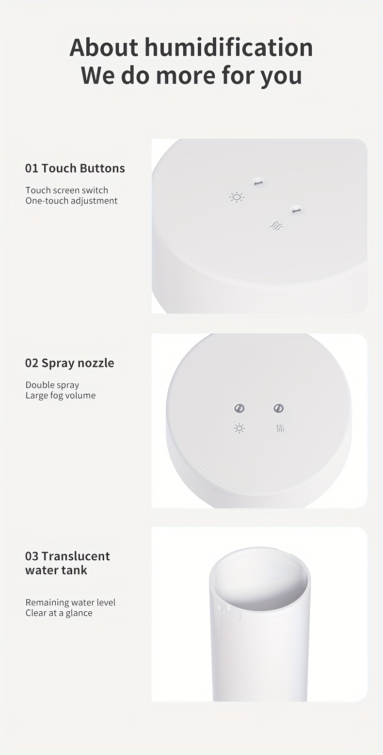 Whisper-Silent USB Humidifier with Adjustable Night Light
