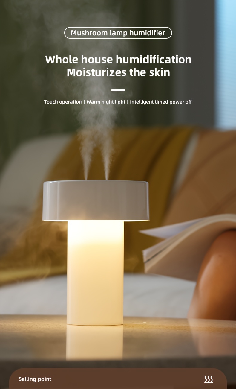 Whisper-Silent USB Humidifier with Adjustable Night Light