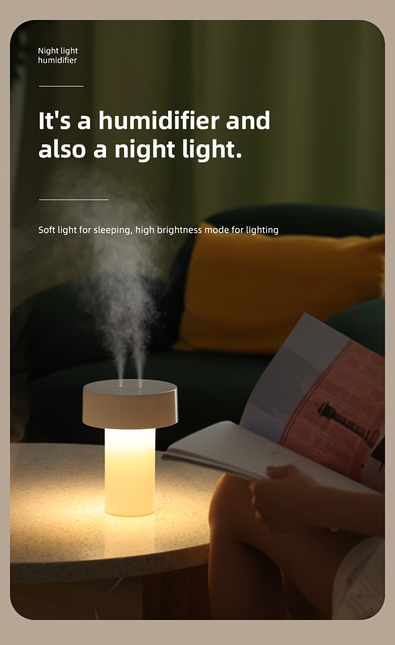 Whisper-Silent USB Humidifier with Adjustable Night Light